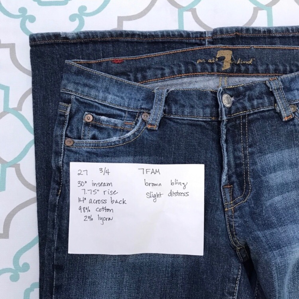 ๐๐CUTE 7FAM Bootcut BLING! 27 3/4 30โ BROKEN ZIP - Picture 6 of 8